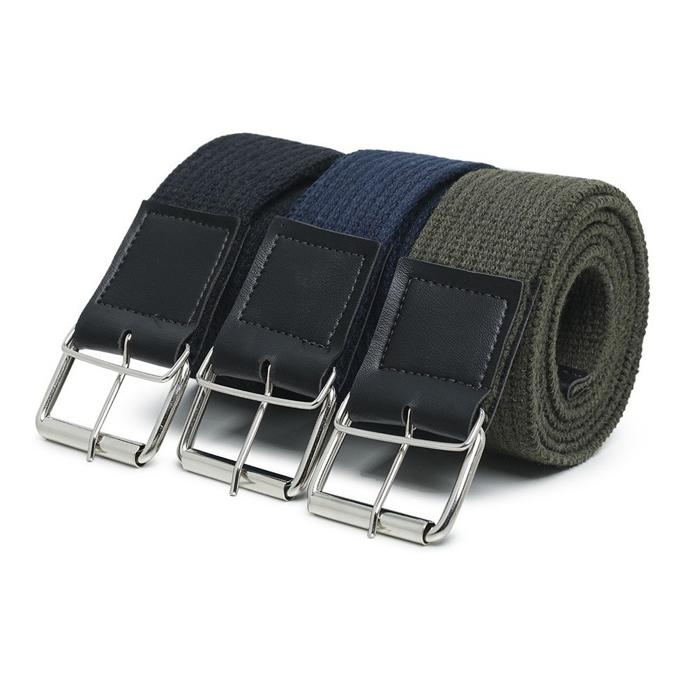 Kit 3 Cinto Masculino Lona Gorgurão Com Fivela Ajustável Plus Size Alta Qualidade.