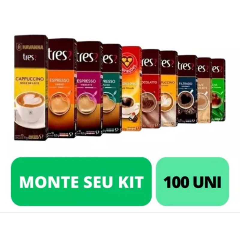KIT 10un - Cápsulas Três Corações - Escolha os Sabores (100 doses)
