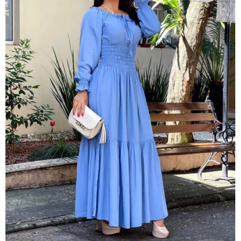 Vestido Manga Longa Ciganinha P ao GG