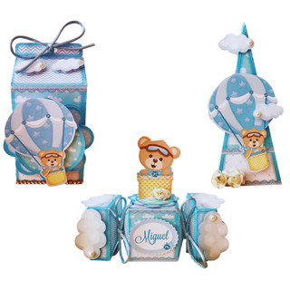 Kit Ursinho Baloeiro 3D Lembrancinha Chá de Bebê Aniversário personalizados com nome e idade