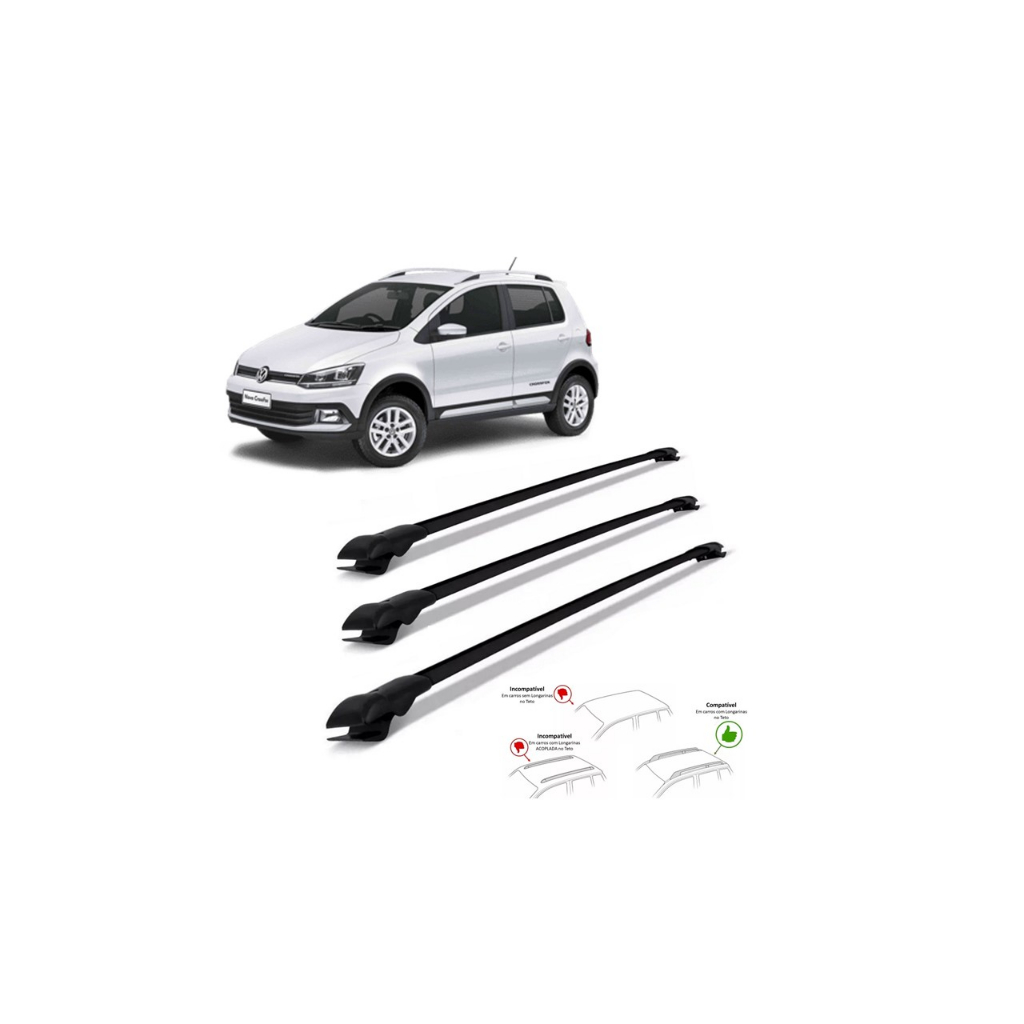 Rack Travessa Crossfox 2010 A 2022 3 Barras Bagageiro Slim Heavy Car