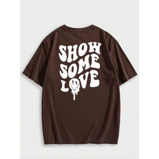 Camiseta Unissex Estampa Frente Costa Show Some Love Smile Derretido Blusa Aesthetic Ombro Caído T-shirt Streetwear