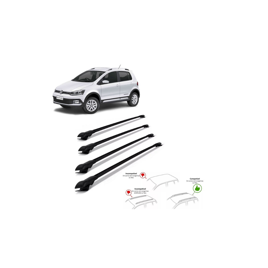 Rack Travessa Volkswagen Crossfox 2010 A 2022 4 Barras Bagageiro Slim Heavy Car