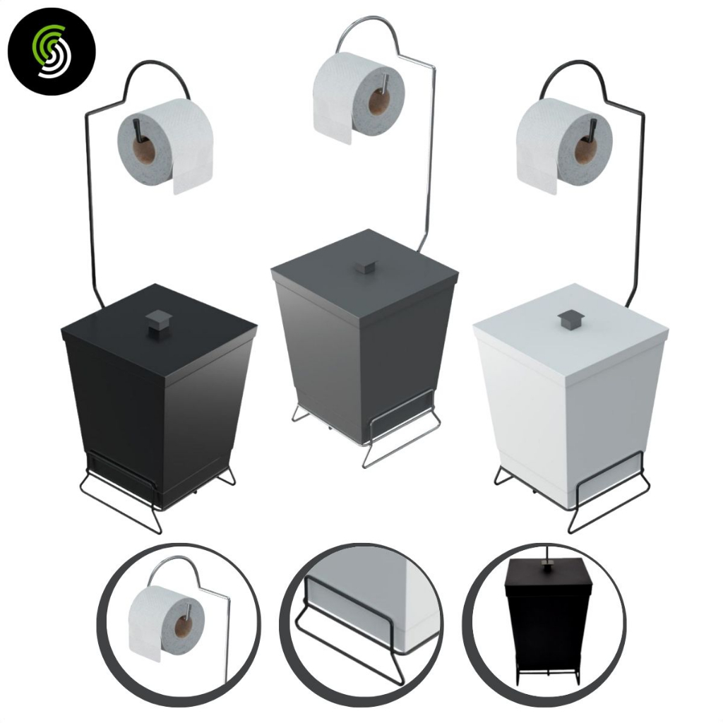 Lixeira Plástica Com Suporte Para Papel Higiênico 6,5 Litros Com Tampa Stolf em Oferta na Shopee