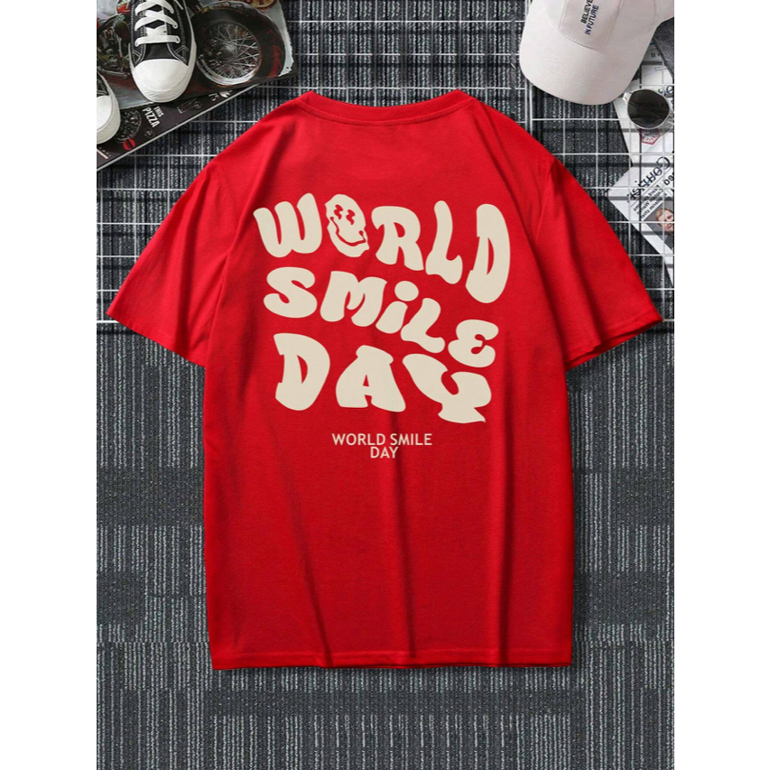 Camiseta World Smile Day Bordado Oversized Unissex