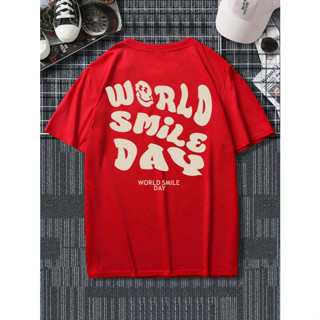 Camiseta Manga Curta Oversized Estampa Emoji Frente Costa World Smile Day Bordado Feliz Alegre Tradução Dia Mundial Do Sorriso T-shirt Aesthetic Skate Masculina Longline Homem Streetwear Blusa Larga Unissex
