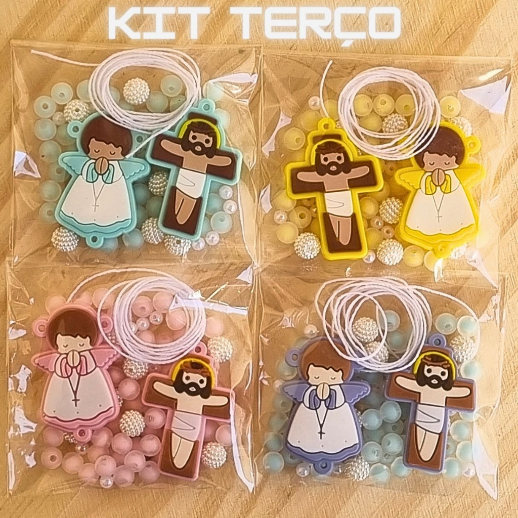 Kit Para Montagem de Terço Infantil menino menina Lembrancinha em Oferta na Shopee
