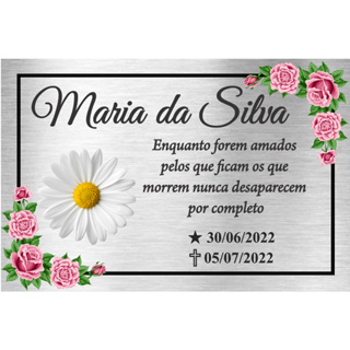 Placa Túmulo / Lápide / Homenagem 15x25cm - Prata - Foto Colorida em Oferta na Shopee