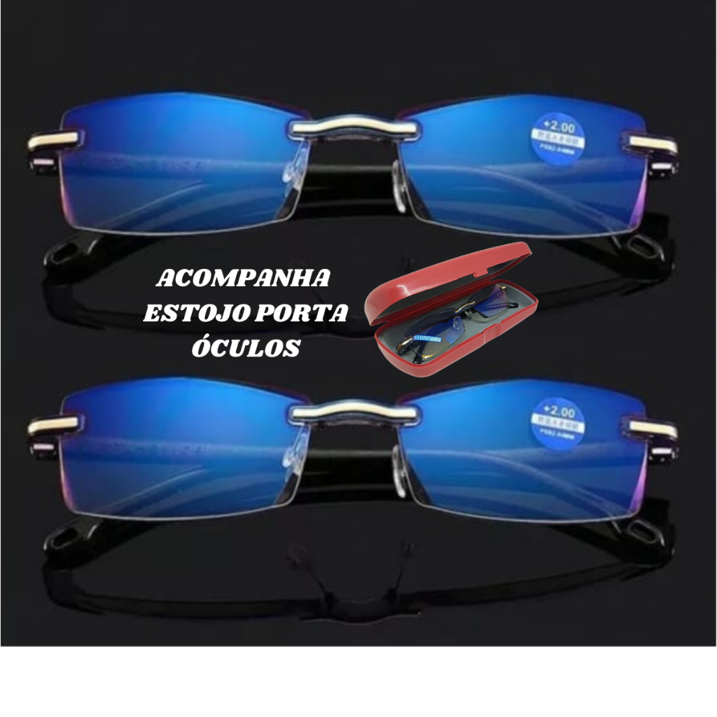 Kit com 2 Óculos Anti Raio Azul Leitura Grau /Descanso/Perto -Computador em Oferta na Shopee