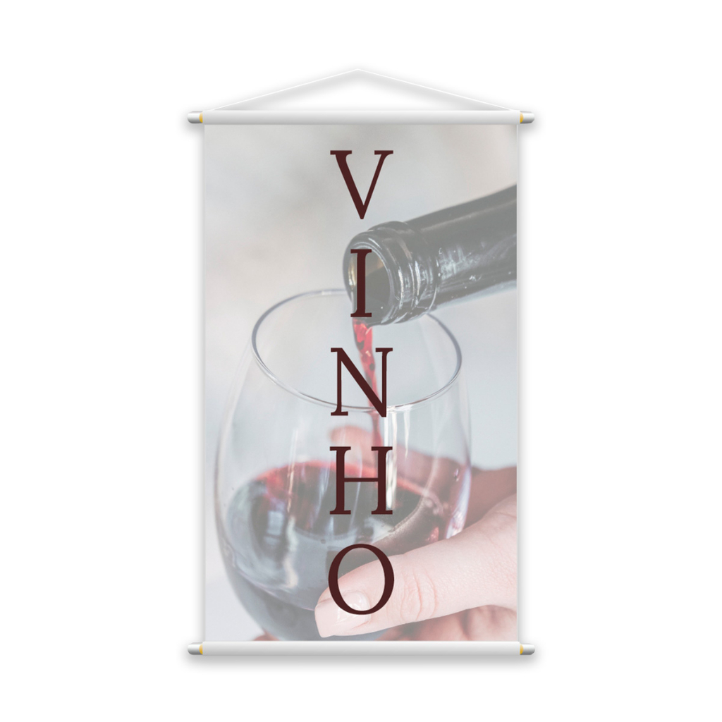 Banner Vinho Tinto Bebida Uva Taça de Vidro Lona