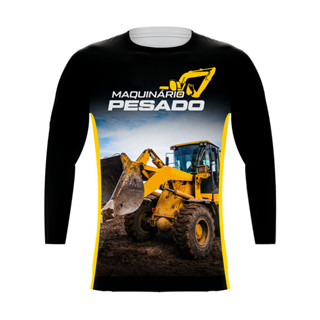 Camiseta Manga Longa Operador Máquina Pesada Pá Carregadeira Grande Porte