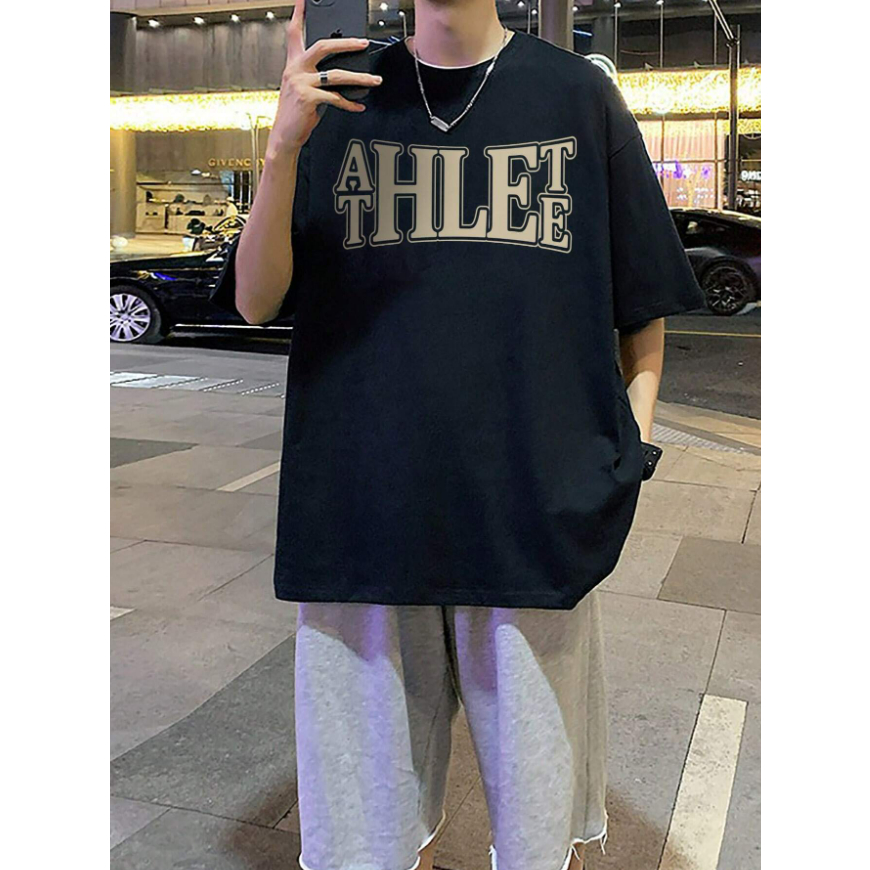 Camiseta Athlete Oversized Bordado Atleta Academia Manga Curta Streetwear