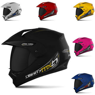 Capacete Motocross Trilha Liberty MX Pro Vision Viseira Fume Pro Tork Feminino Masculino Fechado Moto Lançamento