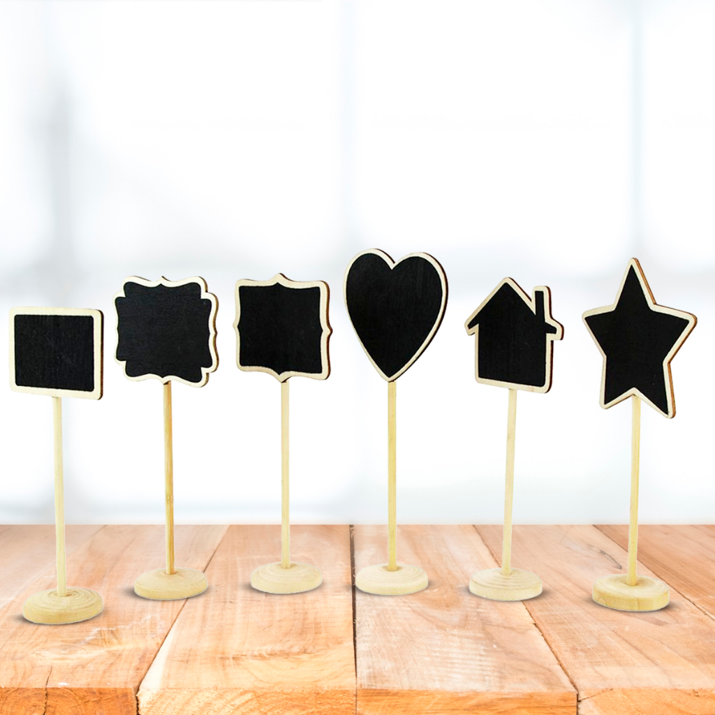 6 mini Lousa Quadro Negro De Pintura plaquinha com suporte Decoração Varios modelos  Eventos