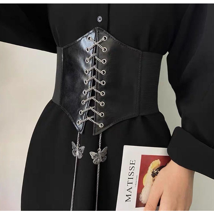 Cinto Espartilho Corset Feminino Largo Elástico Para Cintura em Oferta na Shopee