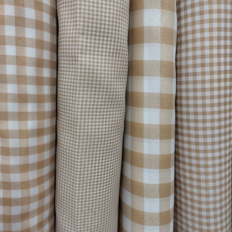 Tecido Xadrez de Poliéster Tergal  Marrom Claro | 1m x 1,40m (comprimento x largura) em Oferta na Shopee