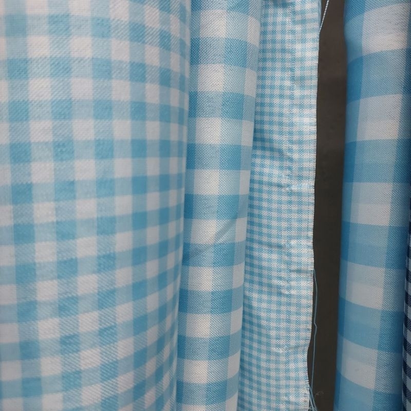 Tecido Xadrez de Poliéster Tergal Azul Claro| 1m x 1,40m (comprimento x largura)