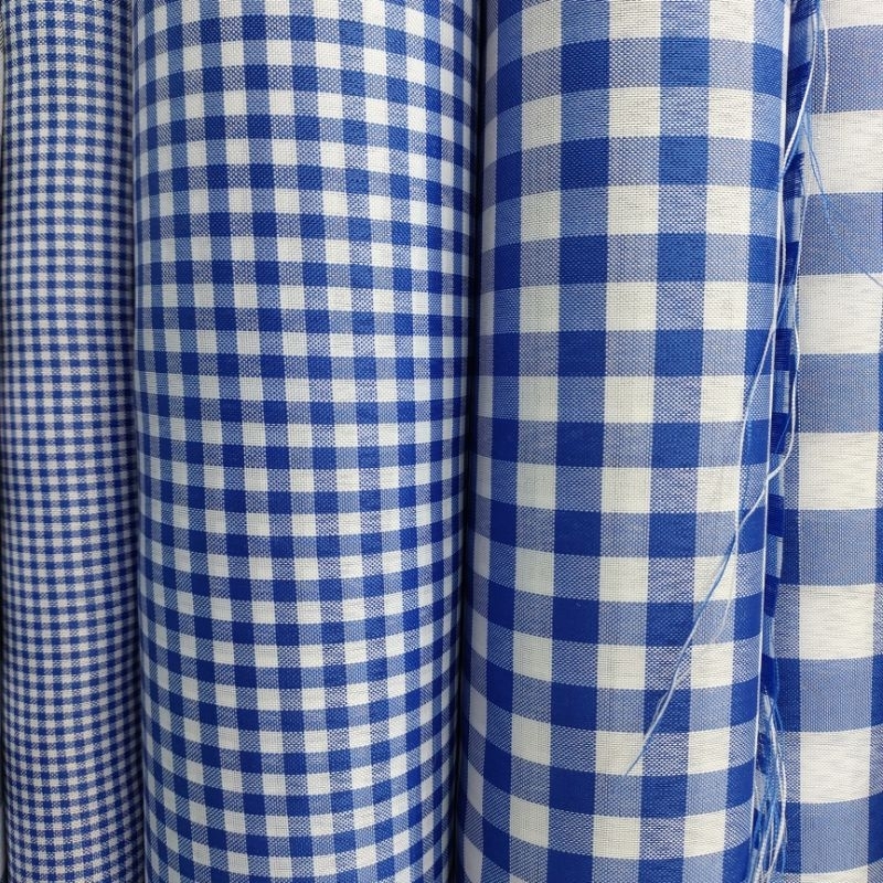 Tecido Xadrez de Poliéster Tergal Azul | 1m x 1,40m (comprimento x largura)