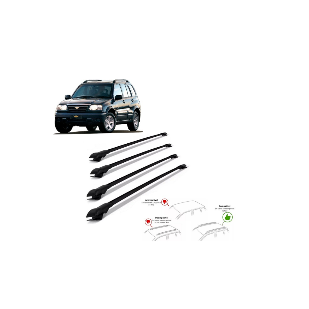 Rack Travessa Tracker 2006 A 2010 4 Barras Bagageiro Slim Heavy Car