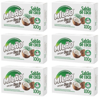 KIT C/6 UN. SABÃO DE COCO EM BARRA 100G MILÃO NATURAL VEGANO
