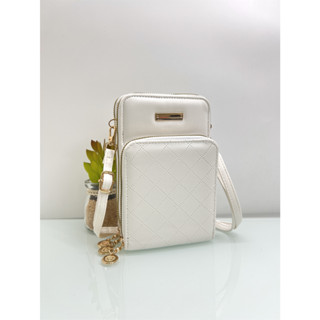 Juzia Bolsas Bolsa carteira porta-celular estampada xadrez 3 divisórias 3 zíperes tiracolo alça transversal ajustável multi-compartimentos porta-cartões