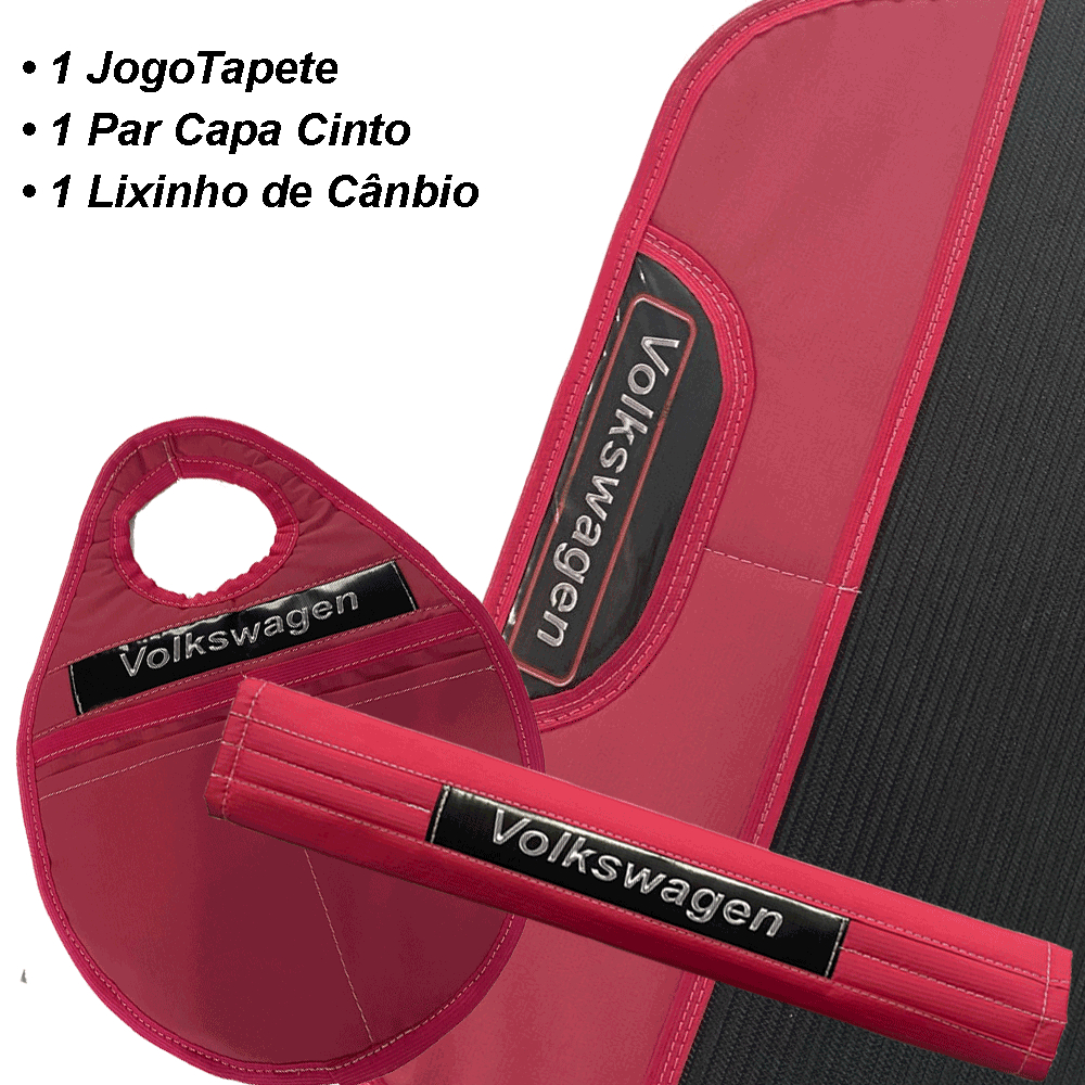 Estilo e Proteção Jogo de Tapete Universal emborrachado com Capa Almofada de Cinto segurança e Lixinho porta lixo de carro cambio  ROSA Personalizado para seu Veículo TODAS AS MONTADORAS FIAT FORD CHEVROLET VOLKSWAGEN
