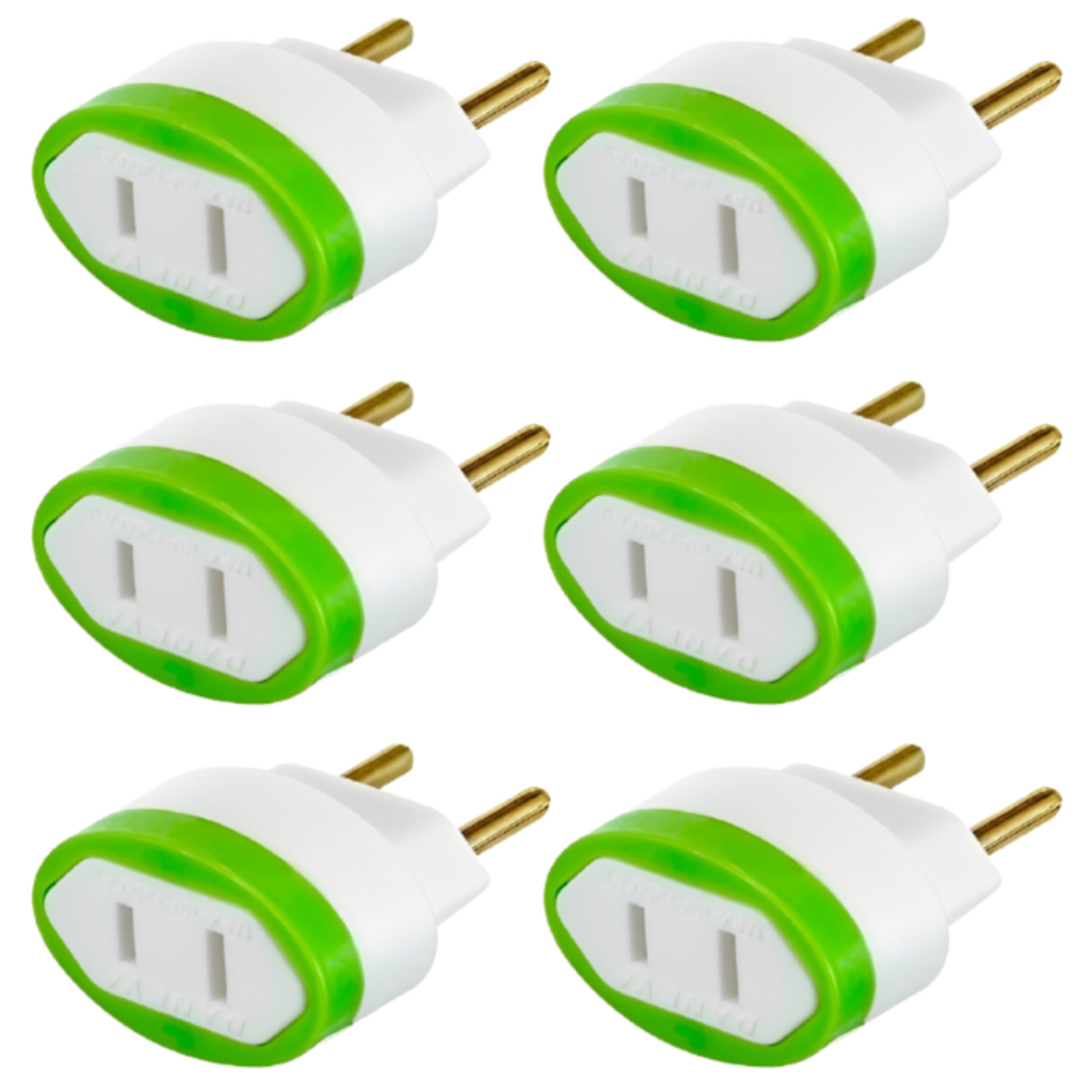 Kit Com 6 Adaptador De Tomada Americano Pino Chato Para Bipolar Padrão Brasileiro Universal NBR