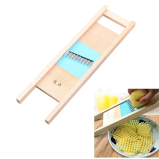 Fatiador Cortador de Batata Frita Chips - Madeira 35cm x 10cm - Aço Inox - Descascador em Oferta na Shopee