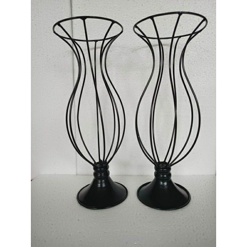 kit de 2 vasos de 35cm para borda com pérolas e pedraria preto