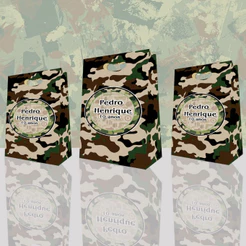 10 Sacolinha Militar Camuflagem Sacola Aniversário Caixinha Exército Lembrancinha Personalizada