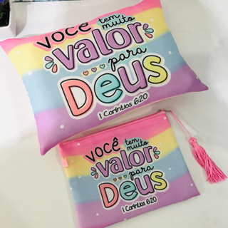 kit necessaire e almofadinha .Você tem muito valor para Deus. em Oferta na Shopee