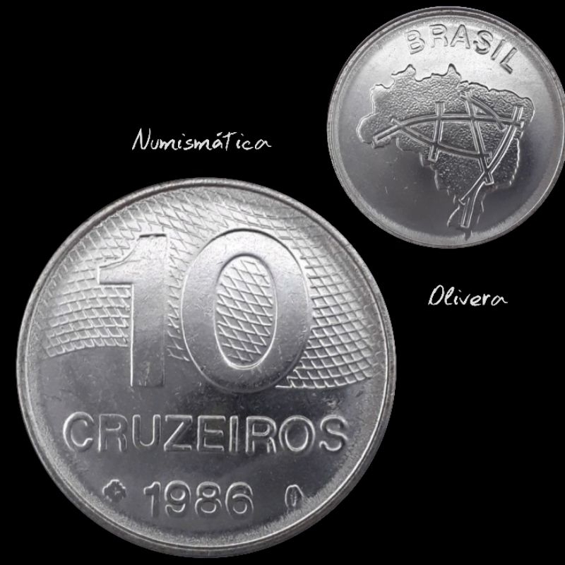Moeda antiga Brasil 10 cruzeiros 1986. L 1048