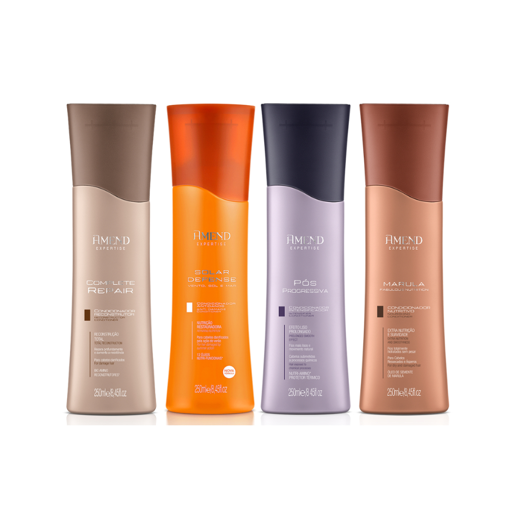 Linha de Condicionadores Amend 250ml Complete Repair Solar Defense Pos Progressiva Marula - Beauty
