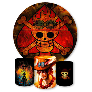 Painel Redondo e Capas de Cilindro Sublimados Tema Anime One P Rei Pirata