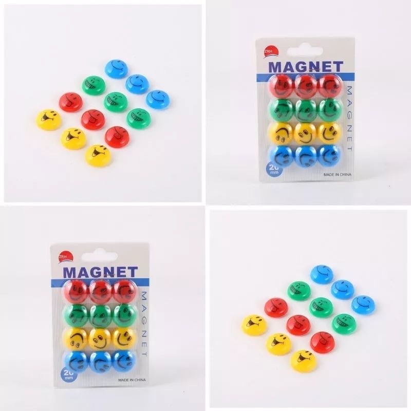 Kit De Ímas Redondas Emoji Magnéticos Coloridos para Geladeira 4166