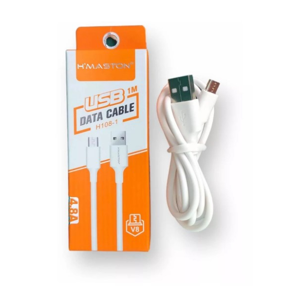 Cabo Usb Tipo V8 4.8a  1Metro Hmaston H108-1 Bco