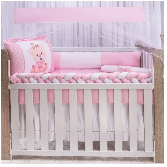 Kit Berço Americano Manu 10 Peças com Trança e Mosquiteiro em Oferta na Shopee