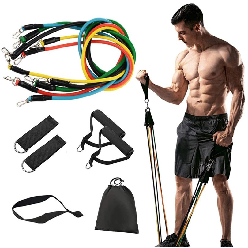Conjunto de Faixa Elástica Esportiva 150 lbs resistência  Borracha Fitness Expansor Malhação Academia