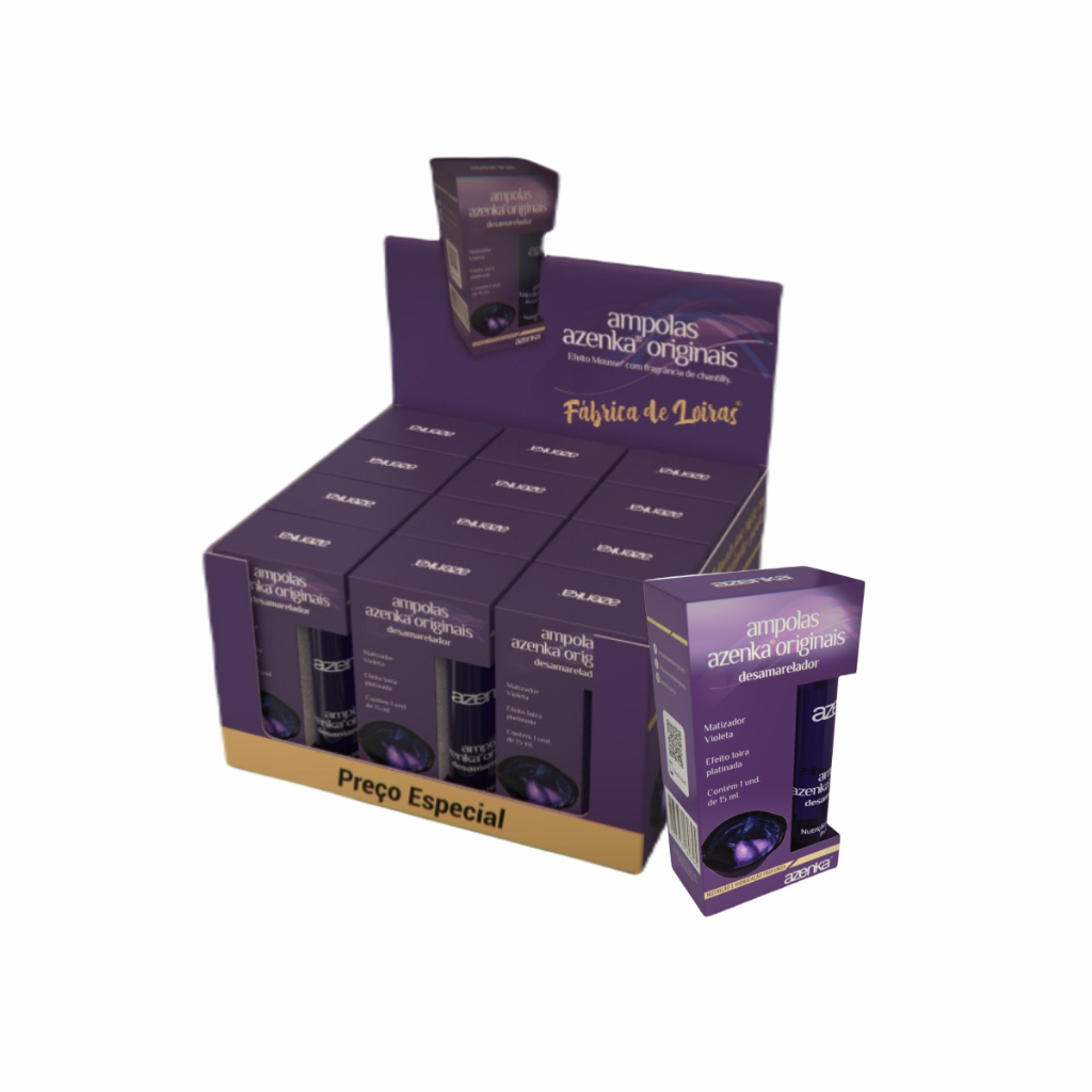 Box Ampolas Azenka Originais Matizadora loira platinado com 12 unds de 15ml cada ampola