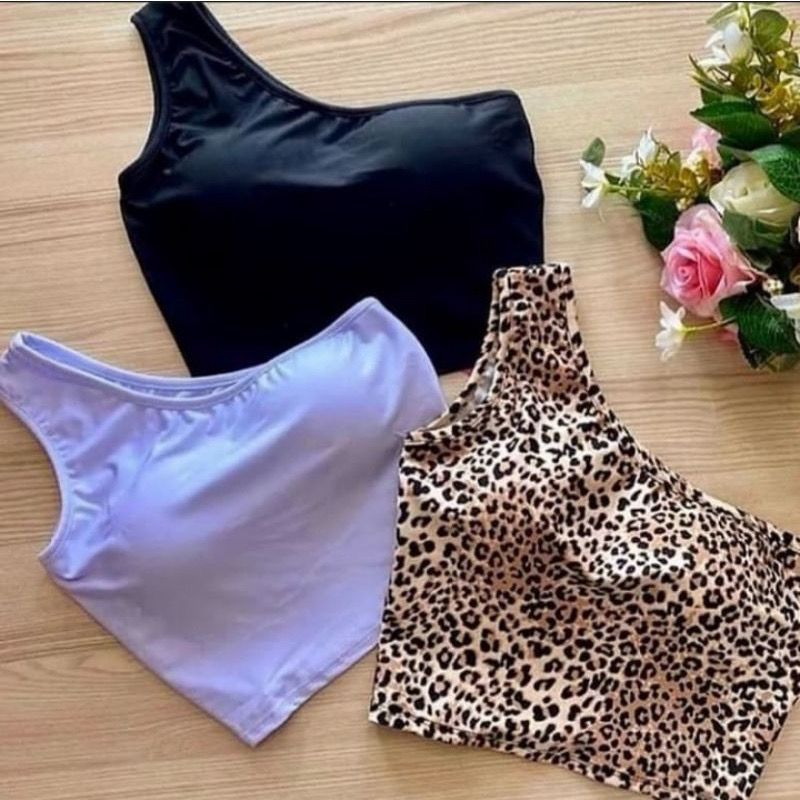 Blusinha Modelo Cropeed Corfortável  Alça em Oferta na Shopee