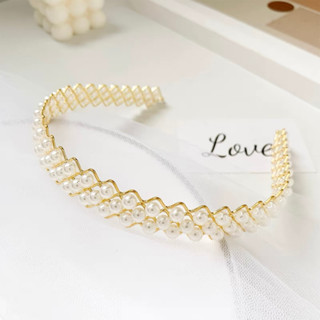 Tiara De Cabelo Feminina Com Pérolas E Borda Larga /tiara de pérola