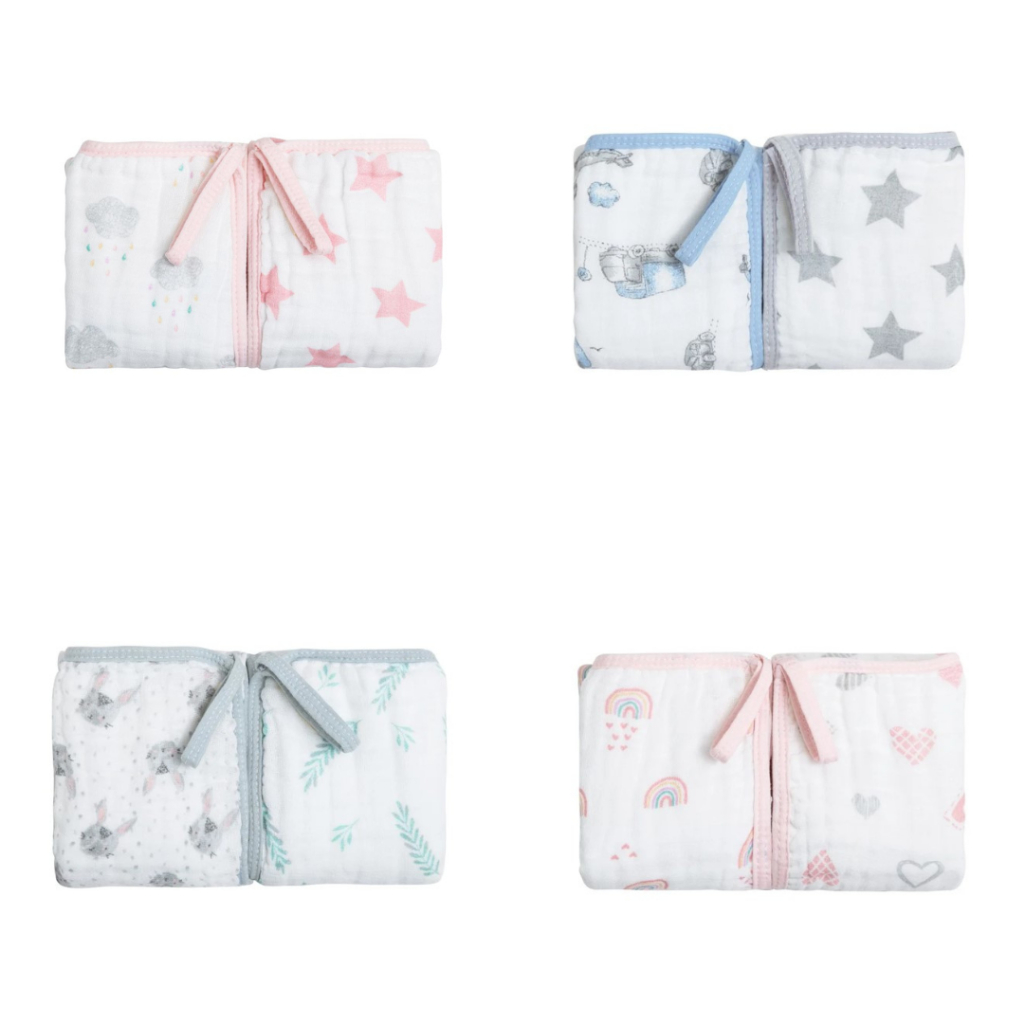 Paninhos De Boca Papi Soft 2 Unidades Com Prendedor de Chupeta Estampado 40cm x 40Cm