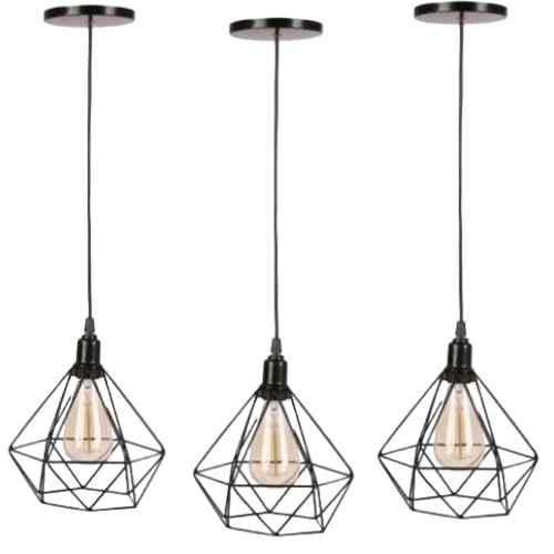 kit 3 Luminaria Pendente Diamante Aramado Rose Gold Cabo Cristal em Oferta na Shopee