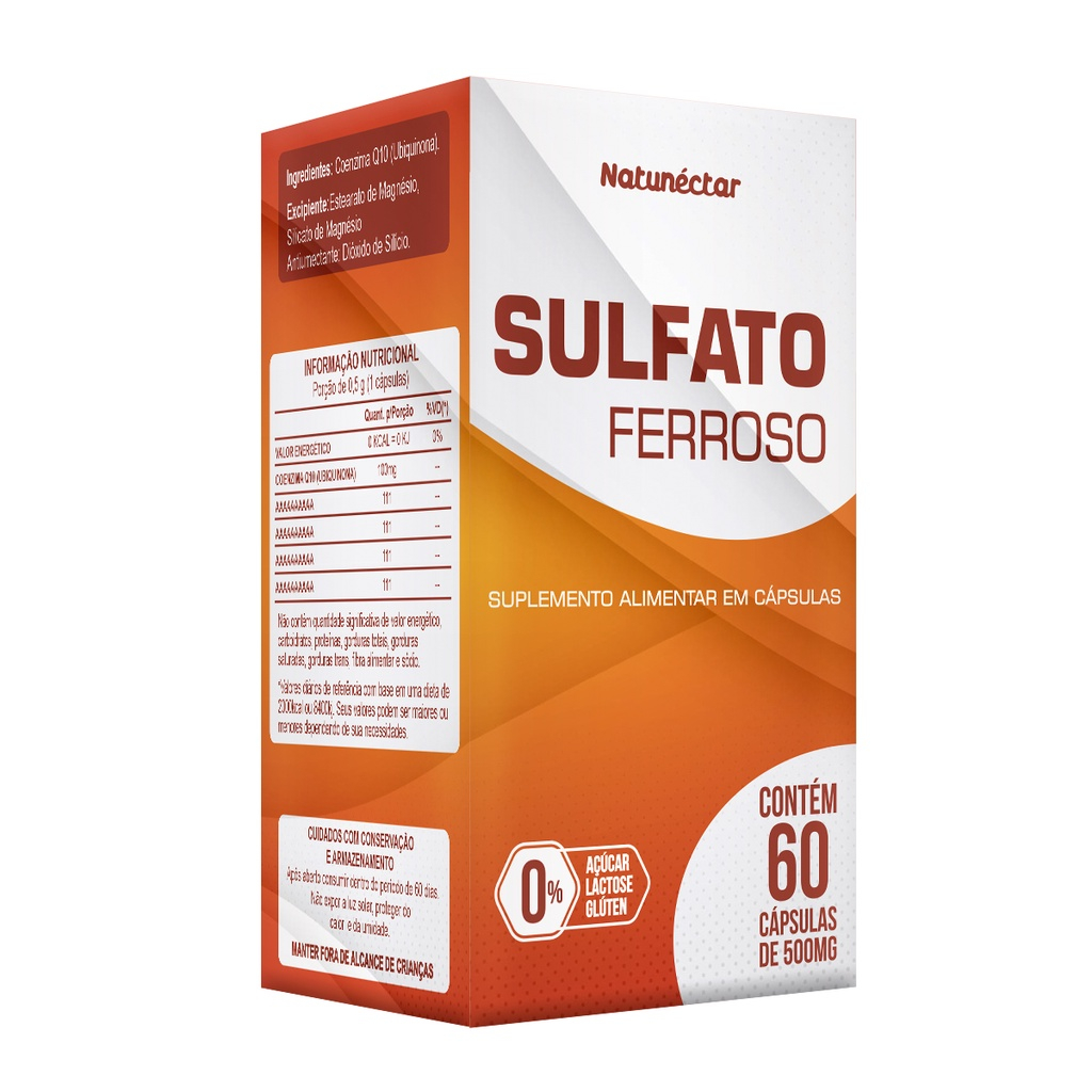 Sulfato Ferroso 500mg 60 Cápsulas - Natunéctar