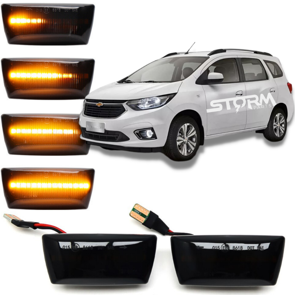 Par Seta Pisca Sequencial Chevrolet GM Spin ano 2013 a 2024 Lâmpada led Lanterna sinal repetidor