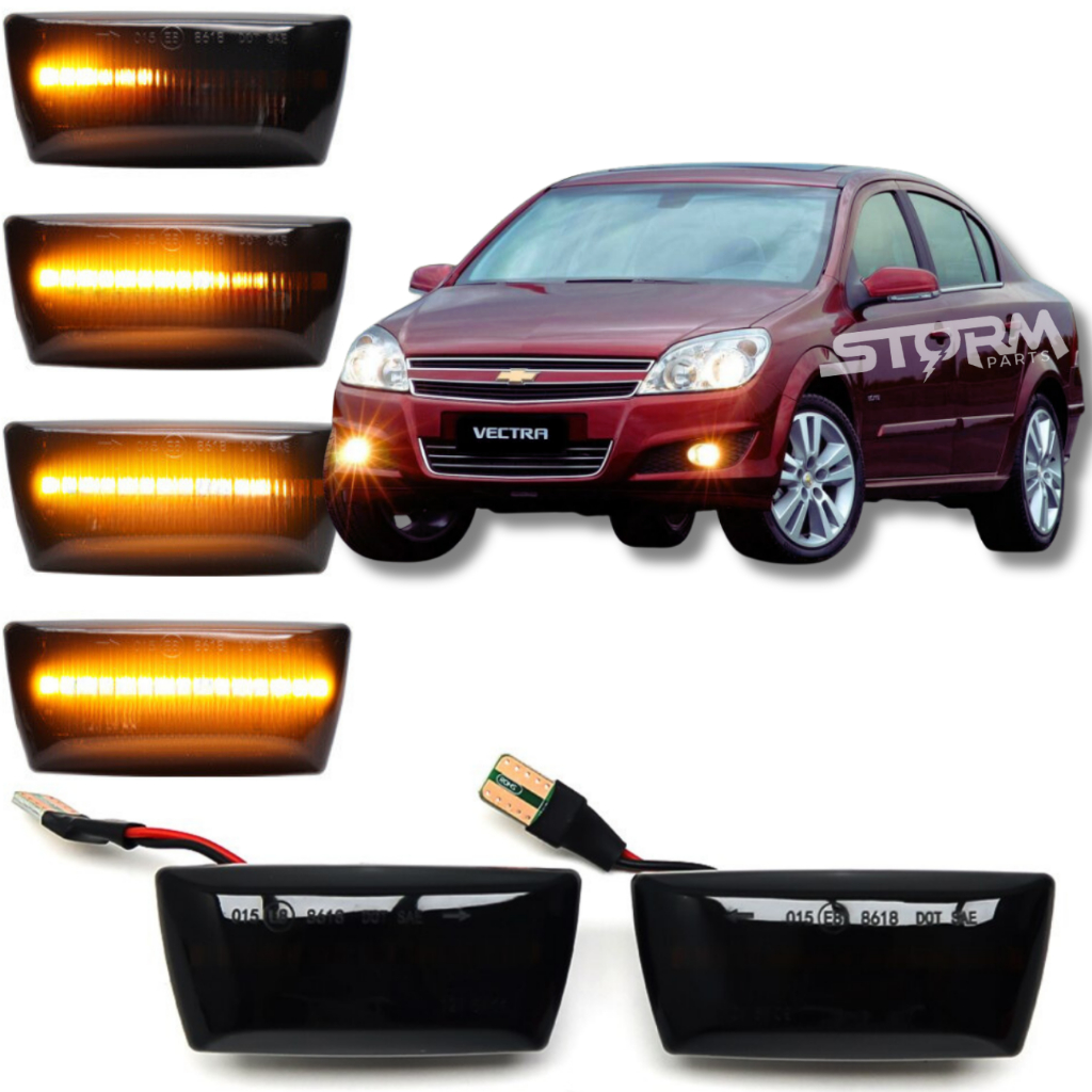 Par de Pisca Seta Sequencial Chevrolet GM Vectra ano 2006 a 2009 Sinal Lâmpada led Lanterna Lateral