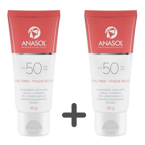 Protetor Solar Facial Toque Seco Anasol Fps50 Oilfree Kit 2