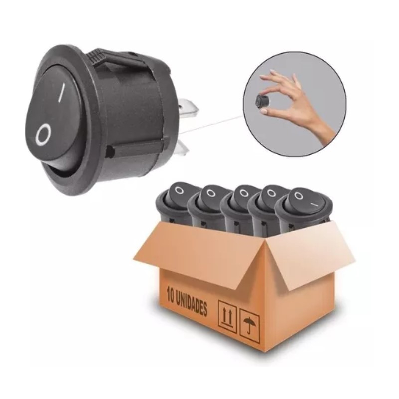 10pcs Chave Gangorra 2 Posições 2 Terminais Redonda 10a