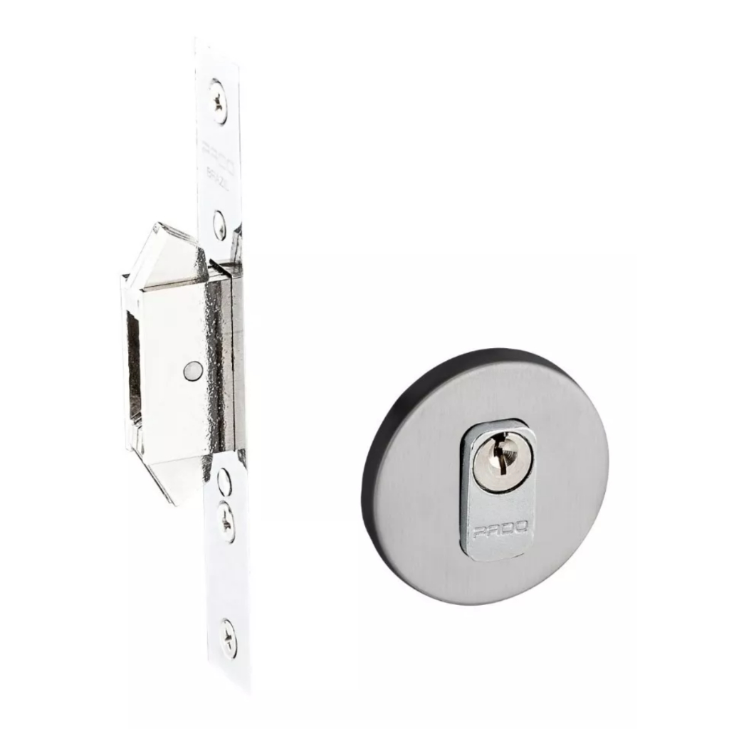 Fechadura Porta De Correr Externa Roseta Redonda Escovada Pado