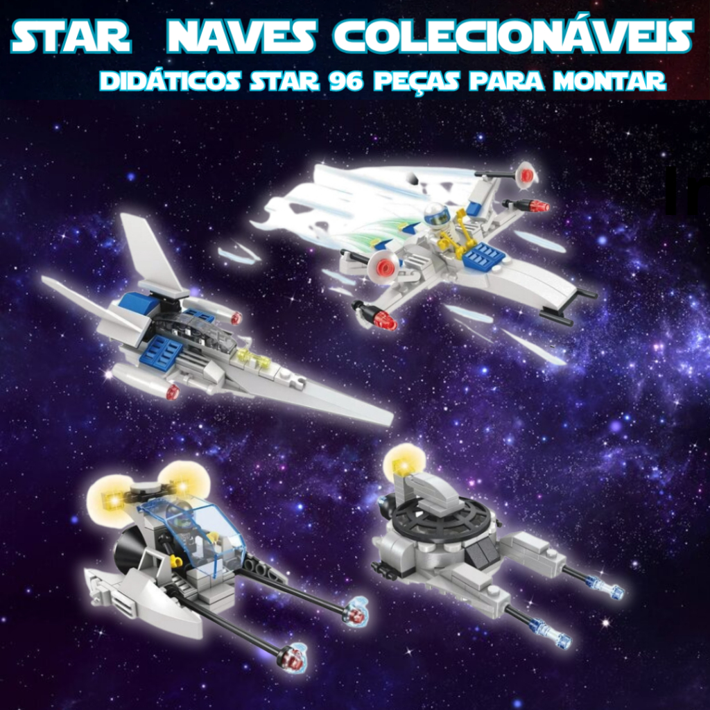 Brinquedo Blocos De Montar espacial star espaço 96 peças galaxia nave  espaçial coleção